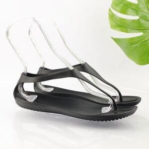 Crocs Women’s Serena Sexy Flip Flop T-Strap Thong Sandals Size 8 WIDE Black Shoe